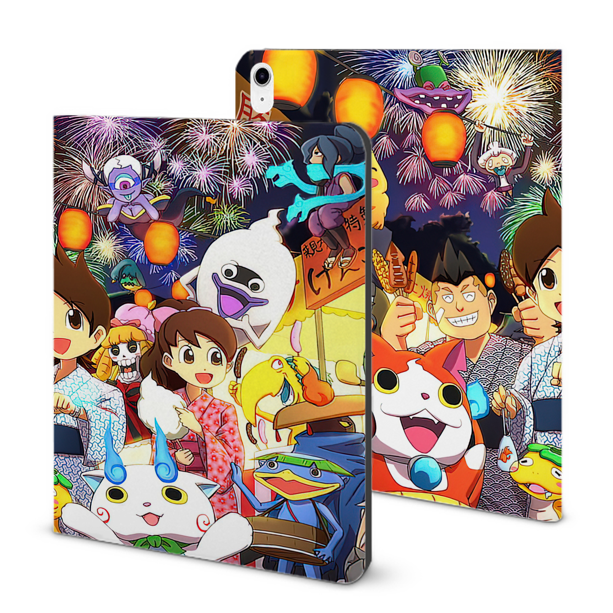 （画像用） 妖怪ウォッチ Yo-kai Watch IPad ケース ブック型 PUレザー TPU 耐衝撃 軽量 薄型 ペン収納なし 全面保護 IPad 各モデル対応